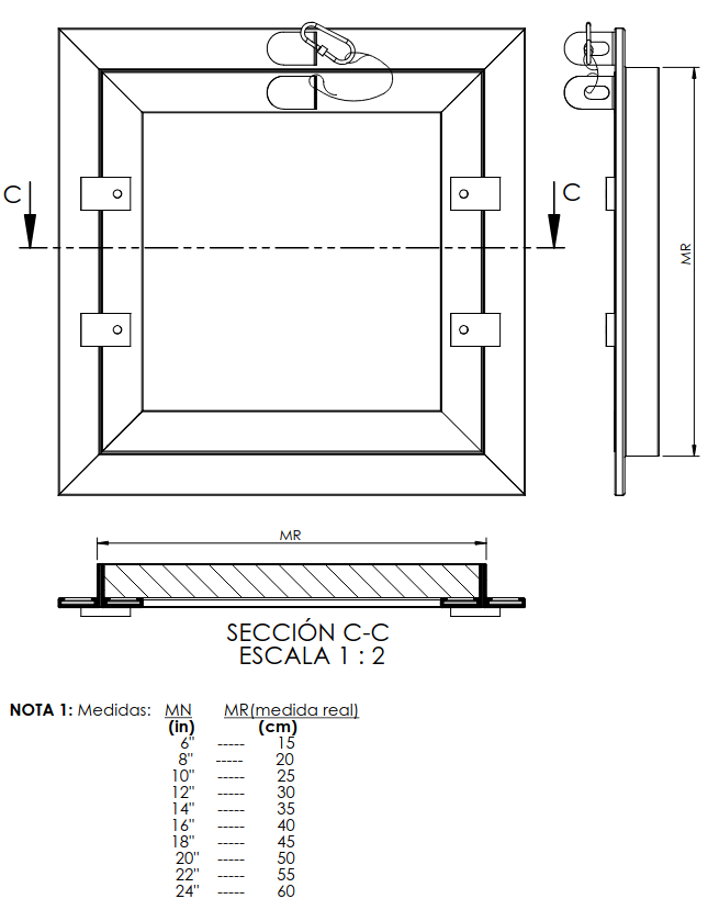 Medida Tapa Registro Invisible