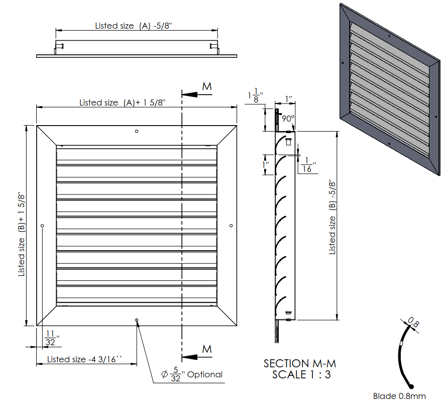 Medida Rejilla Ventilación
